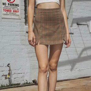 NWT Brandy Melville Plaid Checkered Miniskirt Slit
